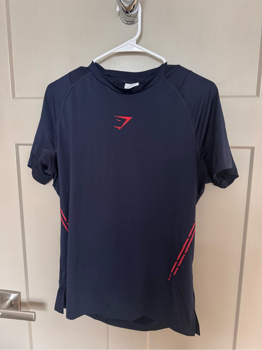 Gymshark Navy Athletic Tee with Red Logo